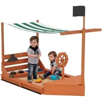 Outsunny - Zandbak - met zonnedak - incl. kinderspeelkeukenset