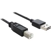 DeLOCK Easy-USB-A naar USB-B kabel - USB2.0 - tot 2A / zwart - 3 meter