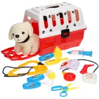 Lobbes Hond dierenarts speelset reismand knuffel hondje educatief speelgoed.