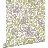 ESTAhome behang bloemen groen en paars - 50 x 900 cm - 131030