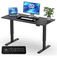 Brixy Elektrisch Verstelbaar Zit-Sta Bureau Onderstel – 140 x 60 cm – Zwart