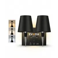 Evura Goods oplaadbare flessenlamp zwart - set van 2 - dimbaar - 3 lichtkleuren - draadloos