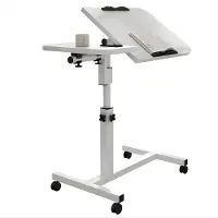 Happiq Mobiel Sta-Bureau - Verstelbaar Rollend Laptopbureau met Kantelblad & Lade - Voor Slaapkamer & Woonkamer - Wit
