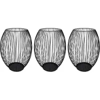 QUVIO Kaarsenhouder met frame - Kaarsenstandaard - Kaarsenhouder zwart – ø10x23 cm - Rond - Metaal - Zwart Set van 3