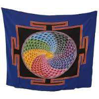 Ancient Wisdom - Plaid - Katoenen plaid 125x150 cm met crèmekleurig en grijs ontwerp - dekentje - woonaccessoire - interieur - franjes - deken - textiel - decoratie