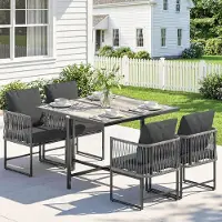 Outsunny Tuinmeubelset 5-delig 108 cm Tafel met 4 Stoelen – Compacte Polyrattan Balkon Set met DPC Tafelblad, Weerbestendig, Inclusief Dikke Kussens & Opbergbaar Design – Urbanhome