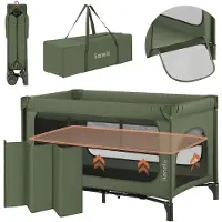 Lionelo Jasmin Easy Fold Campingbedje – Opvouwbaar in seconden – 2 Hoogtes Matras T25 – Inclusief Reistas – Zijdeur met Rits – Gaaswanden – 2 Wielen met Rem – Stalen Frame – 0-36 Maanden – Reisbedje