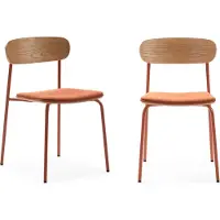 CALICOSY Set van 2 stoelen in stof met zwarte metalen poten l46 cm adriana
