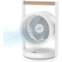 LTC draadloze bureauventilator met nachtlampje en LED-display - 5 snelheidsstanden, 3600 mAh batterij, LXWB17 - Wit