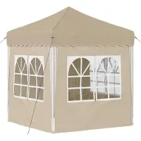 vidaXL Pop-up Feesttent 195 x 195 x 245 cm Crèmekleurig Oxford Stof