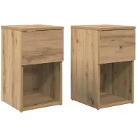 vidaXL Bedkast 2 st Artisanaal eiken 29 x 31,5 x 49 cm Bewerkt hout