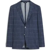 BOSS Slim-fit colbert van geruite stretchjersey
