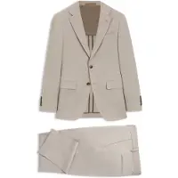 BOSS Slim-fit tweedelig pak van wol en zijde