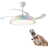 InnovaGoods Plafondventilator met licht, stil, intrekbare bladen, 6 snelheden, DC-motor, afstandsbediening