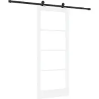 vidaXL Schuifdeur ORKDAL Wit 83 x 202 cm Massief grenenhout en glas