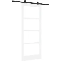vidaXL Schuifdeur ORKDAL Wit 83 x 202 cm Massief grenenhout en glas