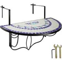 TecTake - Balkontafel mozaïek klapbaar wit/blauw - 402766