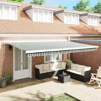 Prolenta Maison Exclusive - Vervangingsdoek voor zonnescherm, 5x3,5 meter, groen en wit gestreept