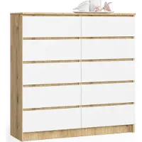 Akord Ladekast K120 met 10 Lades / Furniture Factory / Artisan Eik - Wit / 120 x 121 x 40 cm