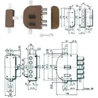 CR Slot met vijf vergrendelpunten, te monteren met oplegplaat, dubbele sluiting, model 2350 - 60 mm, rechts (2350-01)