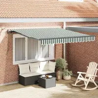 Prolenta Maison Exclusive - Uittrekbare zonnescherm, groen en wit, 300 x 250 cm, polyester