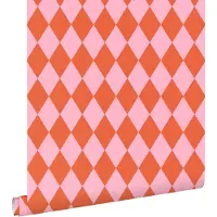 ESTAhome behang ruiten oranje en roze - 50 x 900 cm - 131602