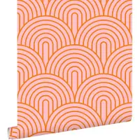 ESTAhome behang art deco bogen roze en oranje - 50 x 900 cm - 131766