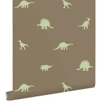 ESTAhome behang dinosaurussen bruin en groen - 50 x 900 cm - 131800