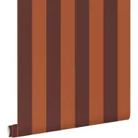 ESTAhome behang strepen aubergine paars en terracotta - 50 x 900 cm - 131976
