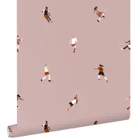 ESTAhome behang voetbalspeelsters oudroze - 50 x 900 cm - 131284