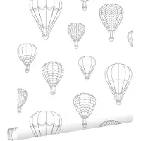 ESTAhome behang luchtballonnen grijs en wit - 50 x 900 cm - 139718