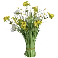 Décoris Kunstbloem boeket h40cm geel/wit geel Kunststof Kunstbloem