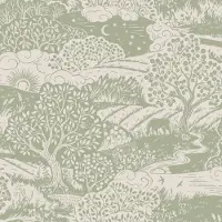 Boråstapeter Vliesbehang 5830 - Nordic Folks - Toile de Jouy Groen - 53cm x 10.05m