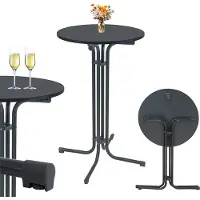 TRUTZHOLM Klapbare bartafel Ø 70 cm hoogte 110 cm stalen gastentafel Feesttafel Bistrotafel in antraciet