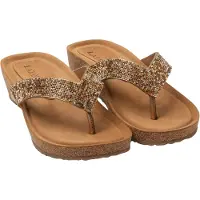 Lazamani Slippers Dames Goud Leer Maat 42