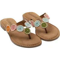 Lazamani Teenslipper bruin / lichtoranje / rosa
