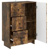 vidaXL Dressoir met lade Gerookt eiken 66 x 34,5 x 90 cm Bewerkt hout