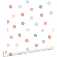ESTAhome behang stip paars, oranje, roze en groen - 50 x 900 cm - 131622