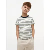 Tommy Hilfiger gestreept T-shirt ecru Jongens Katoen Ronde hals Streep - maat 128