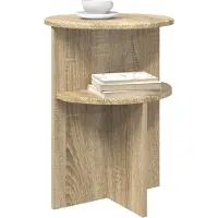 vidaXL Bijzettafel met opslag Sonoma Eiken Ø 39,5 x 55 cm Bewerkt hout