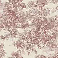 Boråstapeter Vliesbehang 7768 - Adorn - Toile de Jouy Rood - 53cm x 10.05m