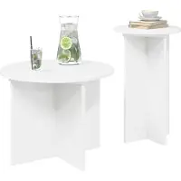 vidaXL Bijzettafelset 2 st Wit Ø 45 x 35 cm Bewerkt hout