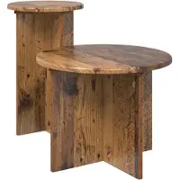 vidaXL Bijzettafelset 2 st Oud hout Ø 45 x 35 cm Bewerkt hout