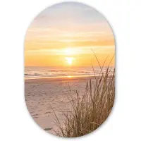 MuchoWow Muurovaal 60x90 cm - Ovale wanddecoratie Zonsondergang - Duinen - Zee - Ovalen schilderij - Muurdecoratie woonkamer - Kamer decoratie - Schilderijen - Wandcirkel
