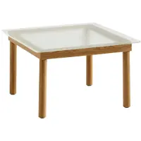 HAY Bijzettafel Kofi Water-Based Lacquered Solid Oak Frame Clear Reeded Glass L60 x W60 x H36 cm