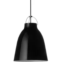Fritz Hansen Caravaggio 2 Hanglamp Zwart glanzend-rood textielsnoer