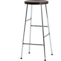 HAY Cornet ronde barkruk 75 cm Smoked oiled oak-chrome