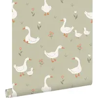 ESTAhome behang schattige ganzen groen - 50 x 900 cm - 131827