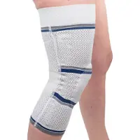 Bort StabiloGen Eco –Compressie Kniebrace Kniebandage met Drukkussens Knieklachten Gonartrose - Maat: 5 (D 41-45cm / F 52-56cm) – Kleur: Zilver