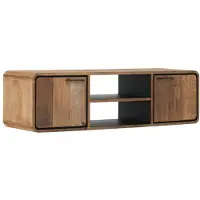 DTP Home Hanging TV stand Evo small, 2 doors, 2 open racks,40x145x40 cm, recycled teakwood